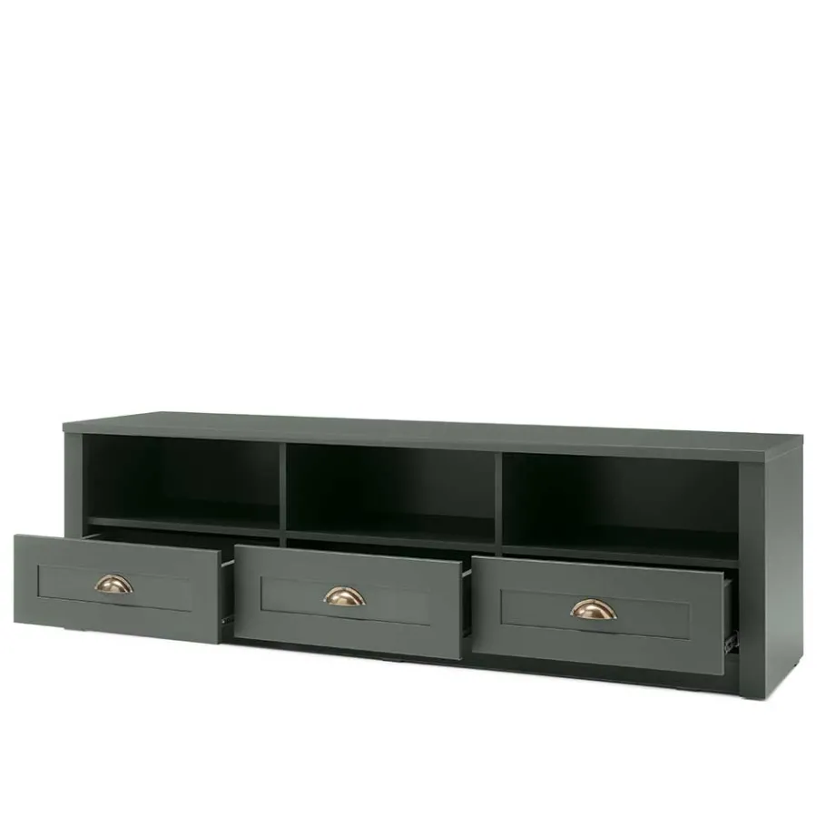 Outlet Wohnen 158x47x43 Landhaus TV Board in Dunkelgrün - Niestov