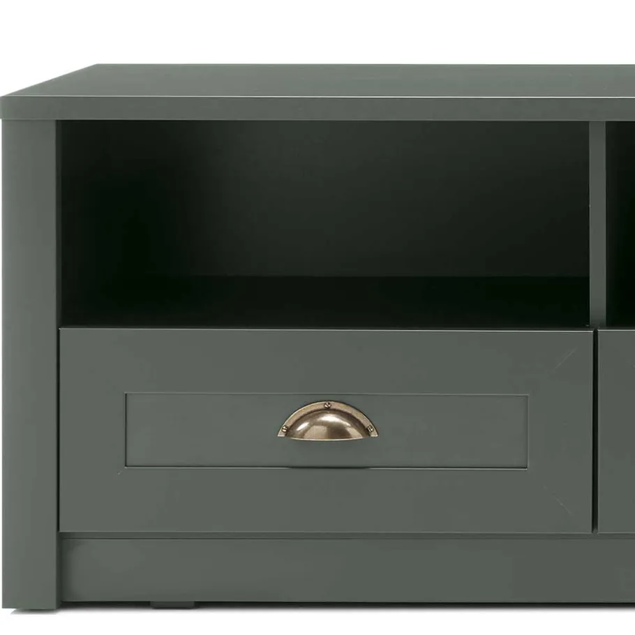 Outlet Wohnen 158x47x43 Landhaus TV Board in Dunkelgrün - Niestov