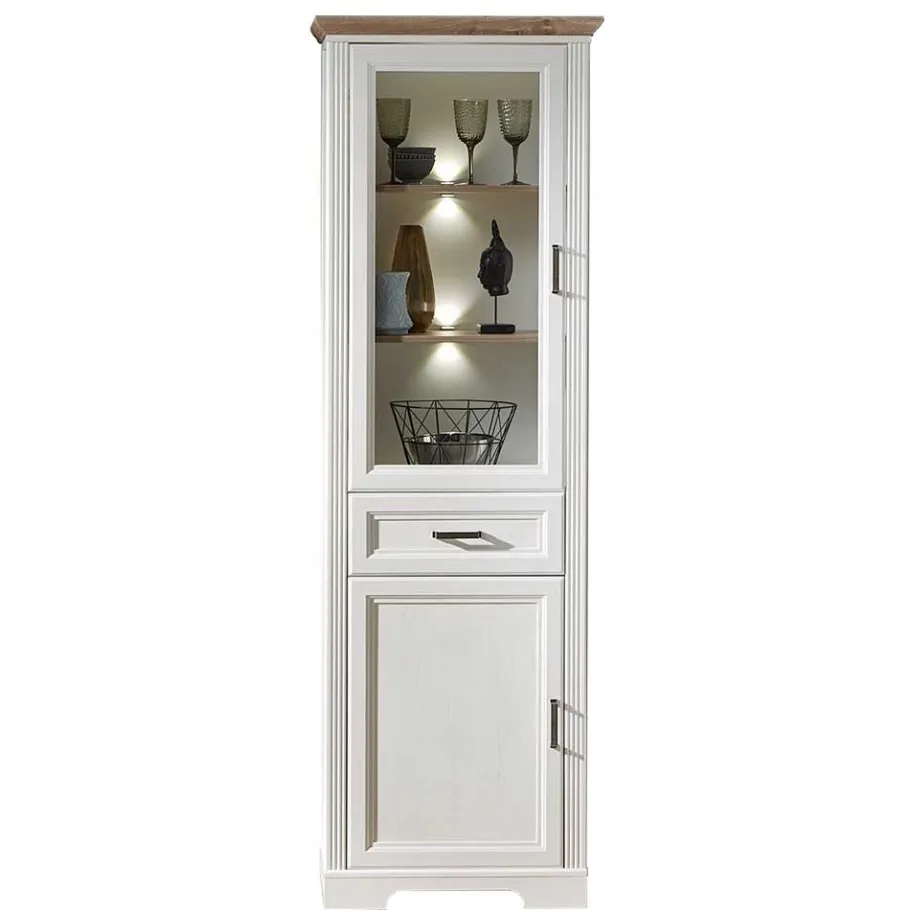 Wohnen 66x204x42 Landhaus Vitrine mit Licht - Sinolita