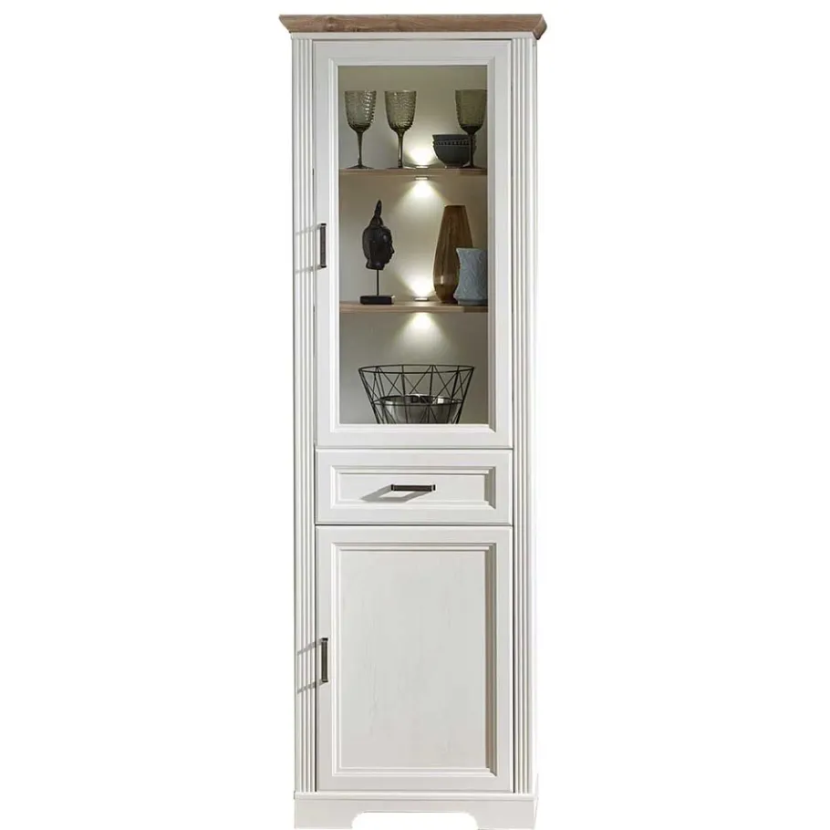 Wohnen 66x204x42 Landhaus Vitrine mit Licht - Sinolita