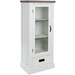Sale Wohnen 54x130x36 Landhaus Vitrine mit Tür & Schublade - Bleaks
