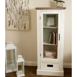 Sale Wohnen 54x130x36 Landhaus Vitrine mit Tür & Schublade - Bleaks
