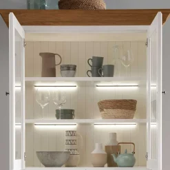 Hot Wohnen 116x199x45 Landhaus Vitrinenschrank in Weiß - Henry