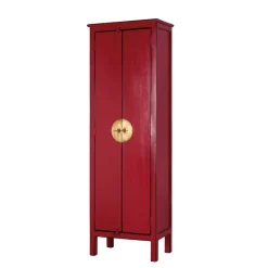 Online Wohnen 60x180x35 Massivholz Schrank in Rot lackiert - Iscian