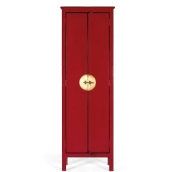 Online Wohnen 60x180x35 Massivholz Schrank in Rot lackiert - Iscian