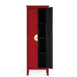 Online Wohnen 60x180x35 Massivholz Schrank in Rot lackiert - Iscian