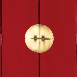 Online Wohnen 60x180x35 Massivholz Schrank in Rot lackiert - Iscian
