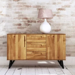 Discount Wohnen 136x81x45 Massivholzkommode mit Stahlbeinen - Mandirov