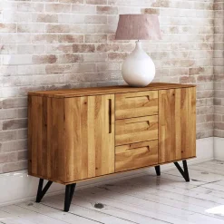 Discount Wohnen 136x81x45 Massivholzkommode mit Stahlbeinen - Mandirov