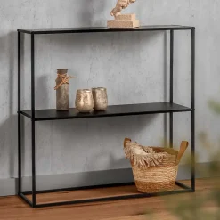 Outlet Wohnen 80x80x27 Metall Regal ohne Rückwand in Schwarz - Daana