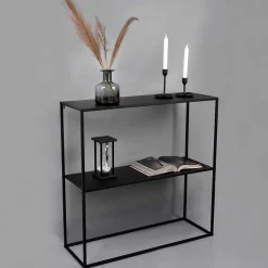 Outlet Wohnen 80x80x27 Metall Regal ohne Rückwand in Schwarz - Daana