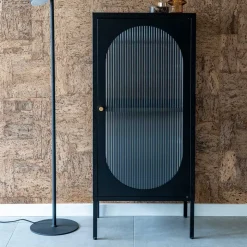 Hot Wohnen 50x110x35 Metallschrank mit Glastür modern - Gabadoza