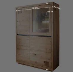 Online Wohnen 103x148x40 Modernes Holz-Highboard mit Glaseinsatz - Embleys
