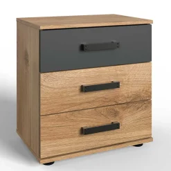 Outlet Wohnen 52x58x38 Nachtkommode in Plankeneiche Optik - Enegal