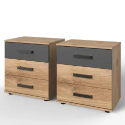 Outlet Wohnen 52x58x38 Nachtkommode in Plankeneiche Optik - Enegal