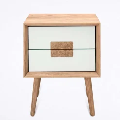 Outlet Wohnen 40x50x40 Nachtkommode in Weiß & Eiche - Julecas