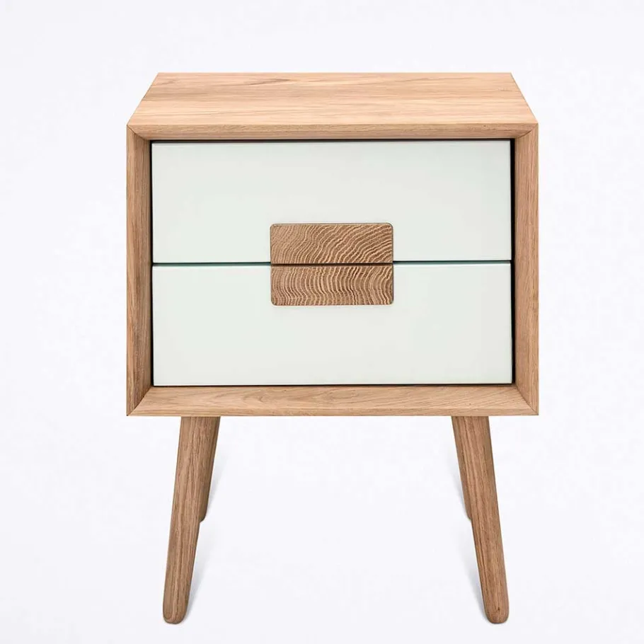 Outlet Wohnen 40x50x40 Nachtkommode in Weiß & Eiche - Julecas