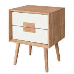 Outlet Wohnen 40x50x40 Nachtkommode in Weiß & Eiche - Julecas