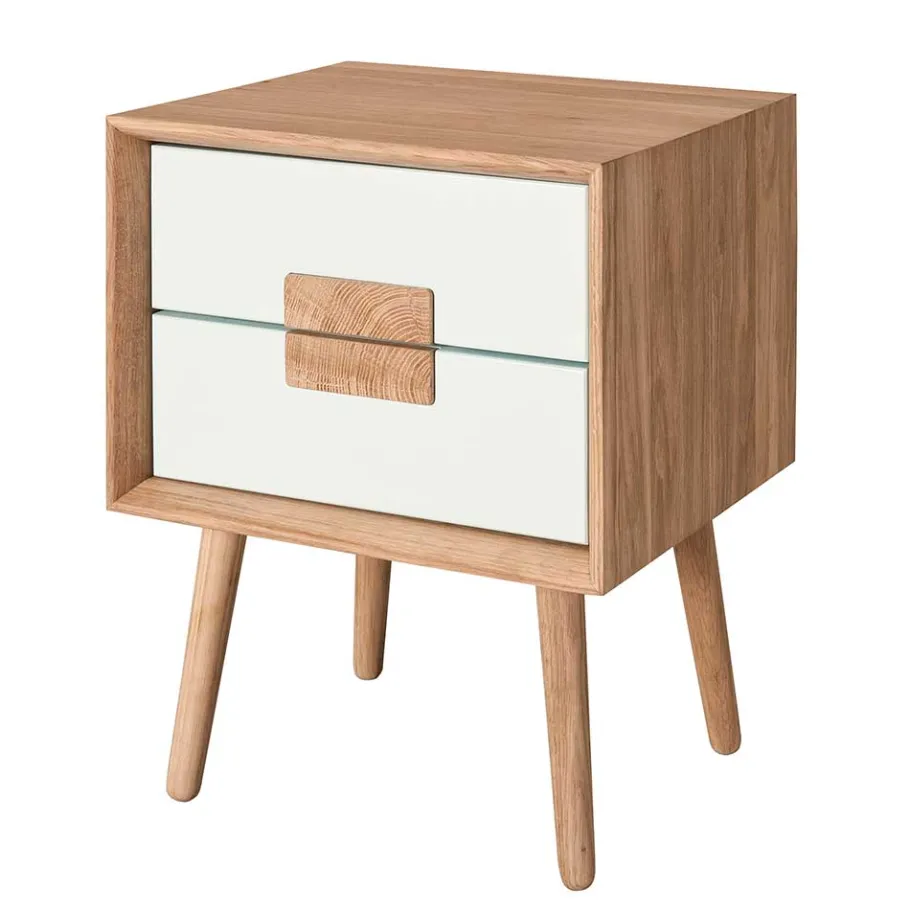Outlet Wohnen 40x50x40 Nachtkommode in Weiß & Eiche - Julecas