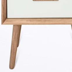 Outlet Wohnen 40x50x40 Nachtkommode in Weiß & Eiche - Julecas