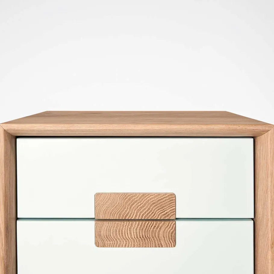 Outlet Wohnen 40x50x40 Nachtkommode in Weiß & Eiche - Julecas