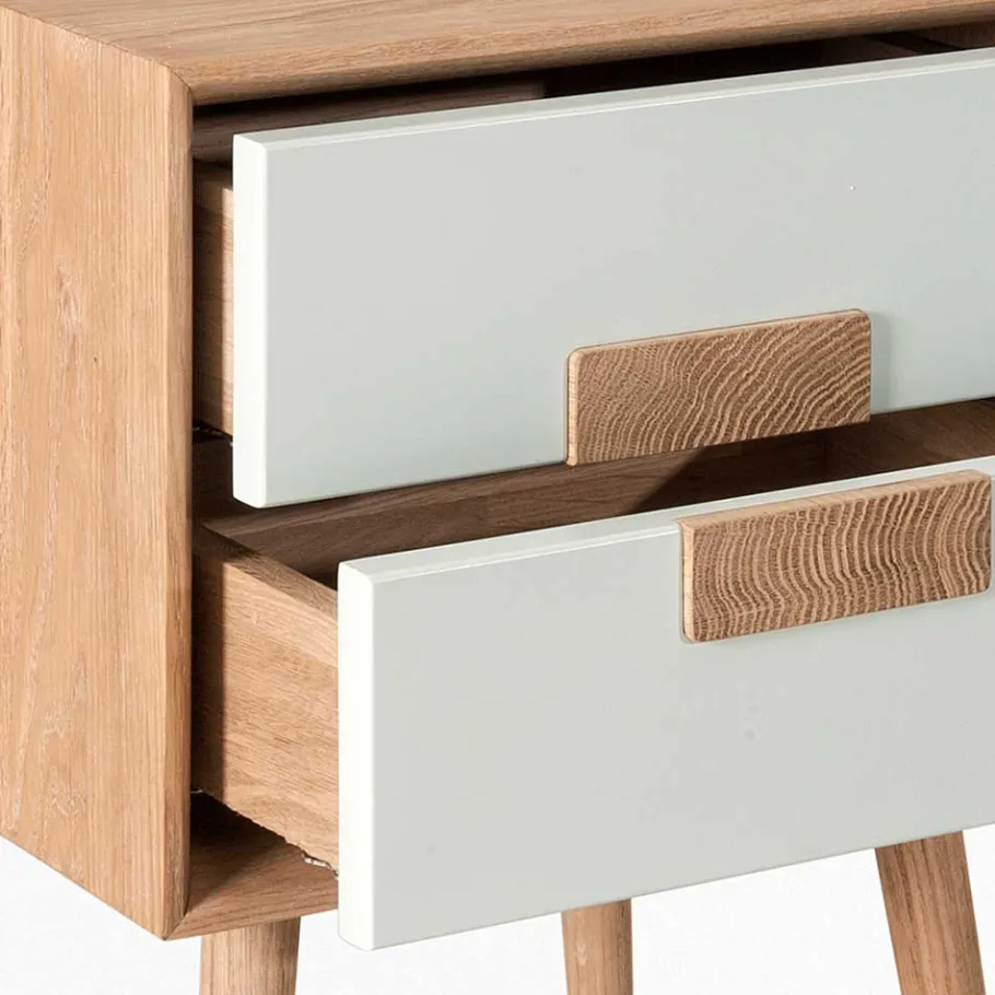 Outlet Wohnen 40x50x40 Nachtkommode in Weiß & Eiche - Julecas