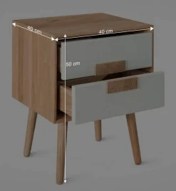 Outlet Wohnen 40x50x40 Nachtkommode in Weiß & Eiche - Julecas