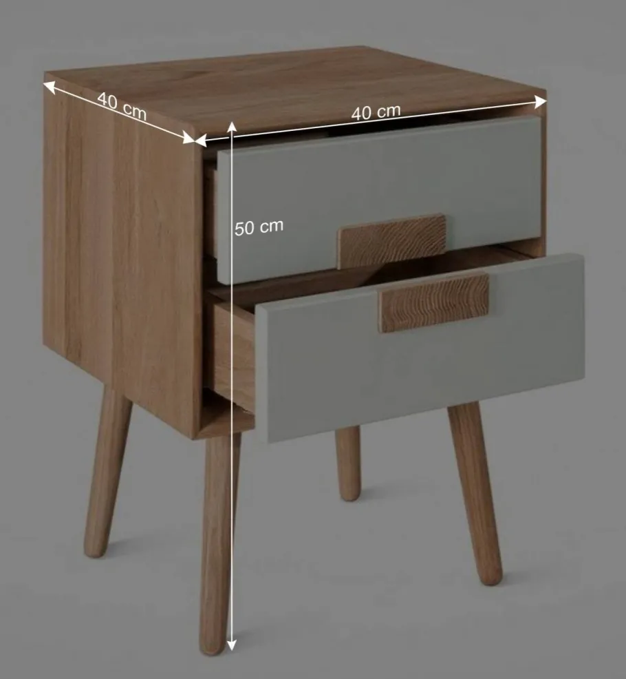 Outlet Wohnen 40x50x40 Nachtkommode in Weiß & Eiche - Julecas