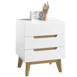 Best Wohnen 48x60x40 Nachtkommode in Weiß & Eiche - Setubal