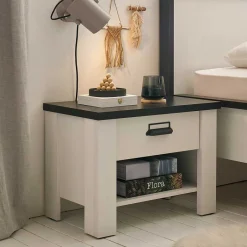 New Wohnen 60x46x39 Nachtkommode mit Fach und Schublade - Tramos