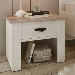 Outlet Wohnen 58x45x40 Nachtkonsole mit Schublade - Nedita