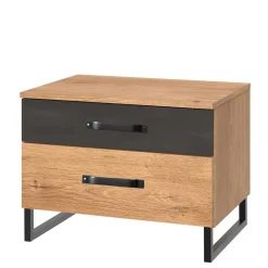 Clearance Wohnen 58x45x41 Nachttisch in Eiche & Schwarzgrau - Bram