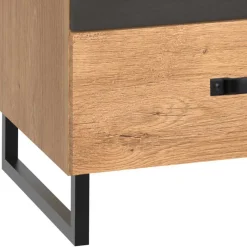 Clearance Wohnen 58x45x41 Nachttisch in Eiche & Schwarzgrau - Bram
