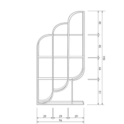 New Wohnen 96x190x35 Offenes Regal in Altmessing Metall - Valencra