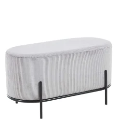 Clearance Wohnen 80x42x40 Ovaler Polsterhocker in Hellgrau - Piava