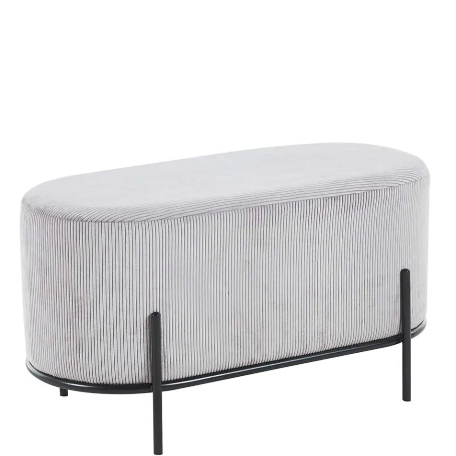 Clearance Wohnen 80x42x40 Ovaler Polsterhocker in Hellgrau - Piava