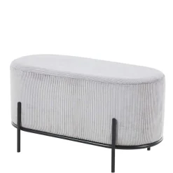 Clearance Wohnen 80x42x40 Ovaler Polsterhocker in Hellgrau - Piava