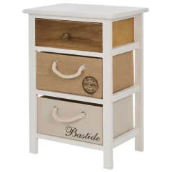 Online Wohnen 38x57x28 Paulownia Kommode in Weiß & Braun - Amare