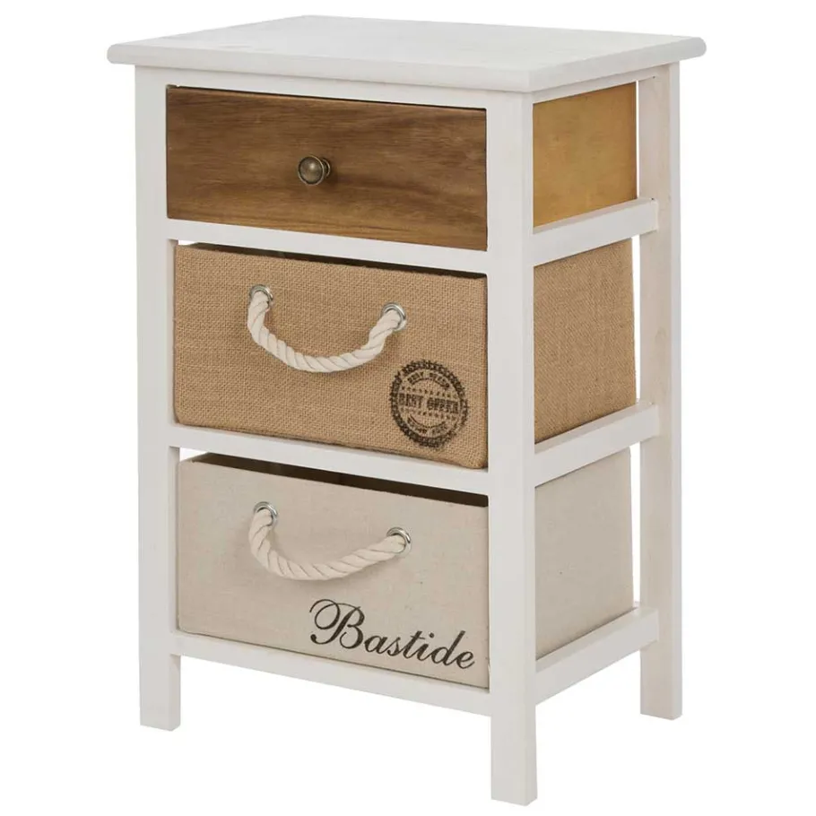 Online Wohnen 38x57x28 Paulownia Kommode in Weiß & Braun - Amare