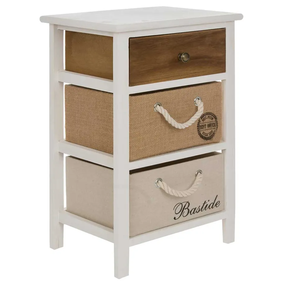 Online Wohnen 38x57x28 Paulownia Kommode in Weiß & Braun - Amare