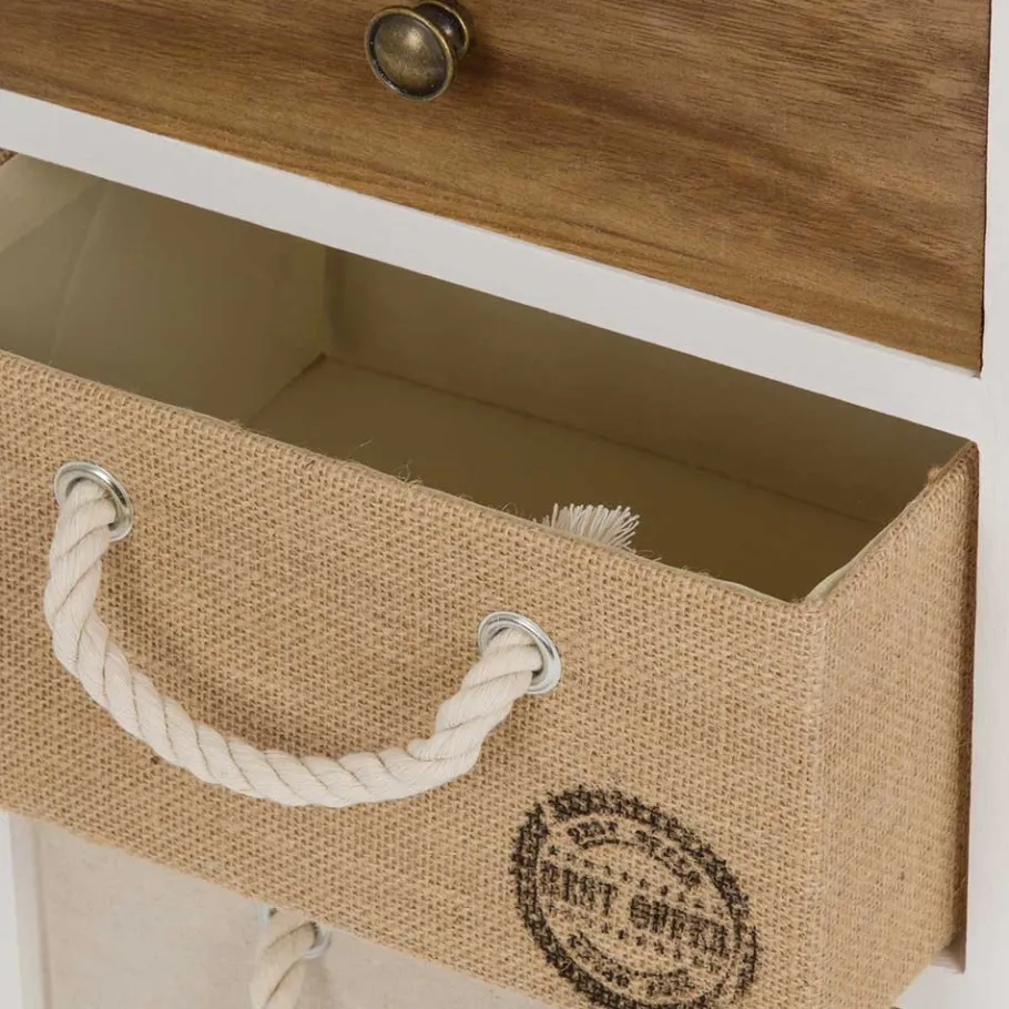 Online Wohnen 38x57x28 Paulownia Kommode in Weiß & Braun - Amare