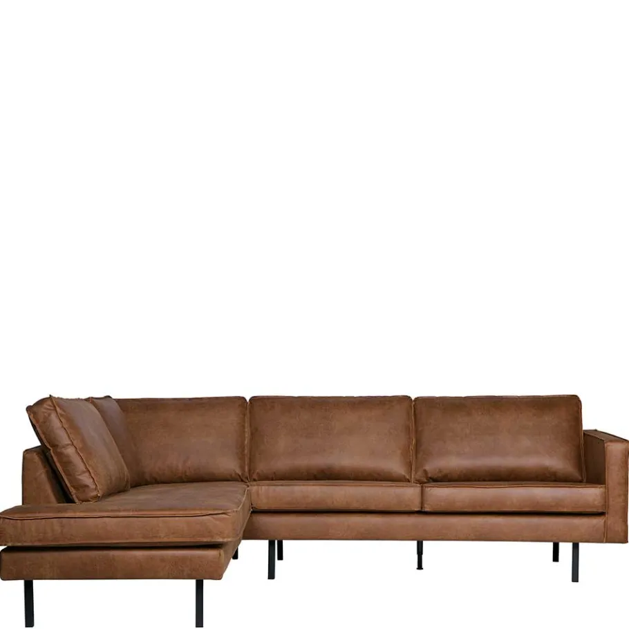 Clearance Wohnen 266x85x213 Recyclingleder Ecksofa in Cognac Braun - Huropa
