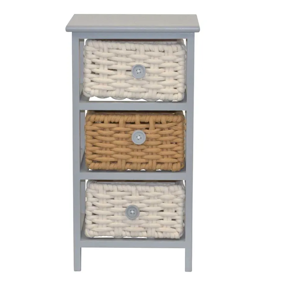 Clearance Wohnen 30x58x25 Regal mit 3 Körben aus Geflecht - Nasco