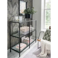 Best Wohnen 100x93x36 Regal mit drei - Glasablagen