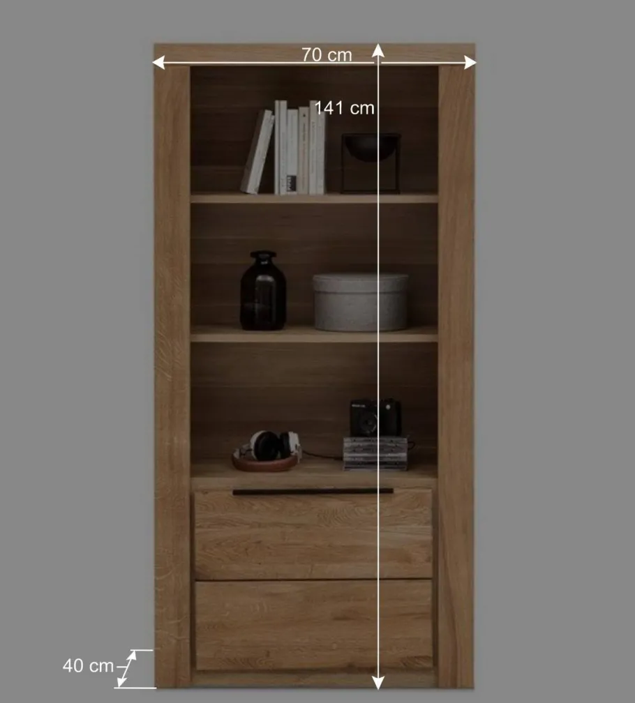 Hot Wohnen 70x141x40 Regal mit Türfach in Eiche - Nelenia