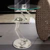 Discount Wohnen 40x58x40 runder Glas Tisch mit Vogel Säulenfuß - Prasido