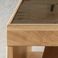Discount Wohnen 66x43x66 Rustikaler Wohnzimmertisch aus Wildeiche massiv - Artella