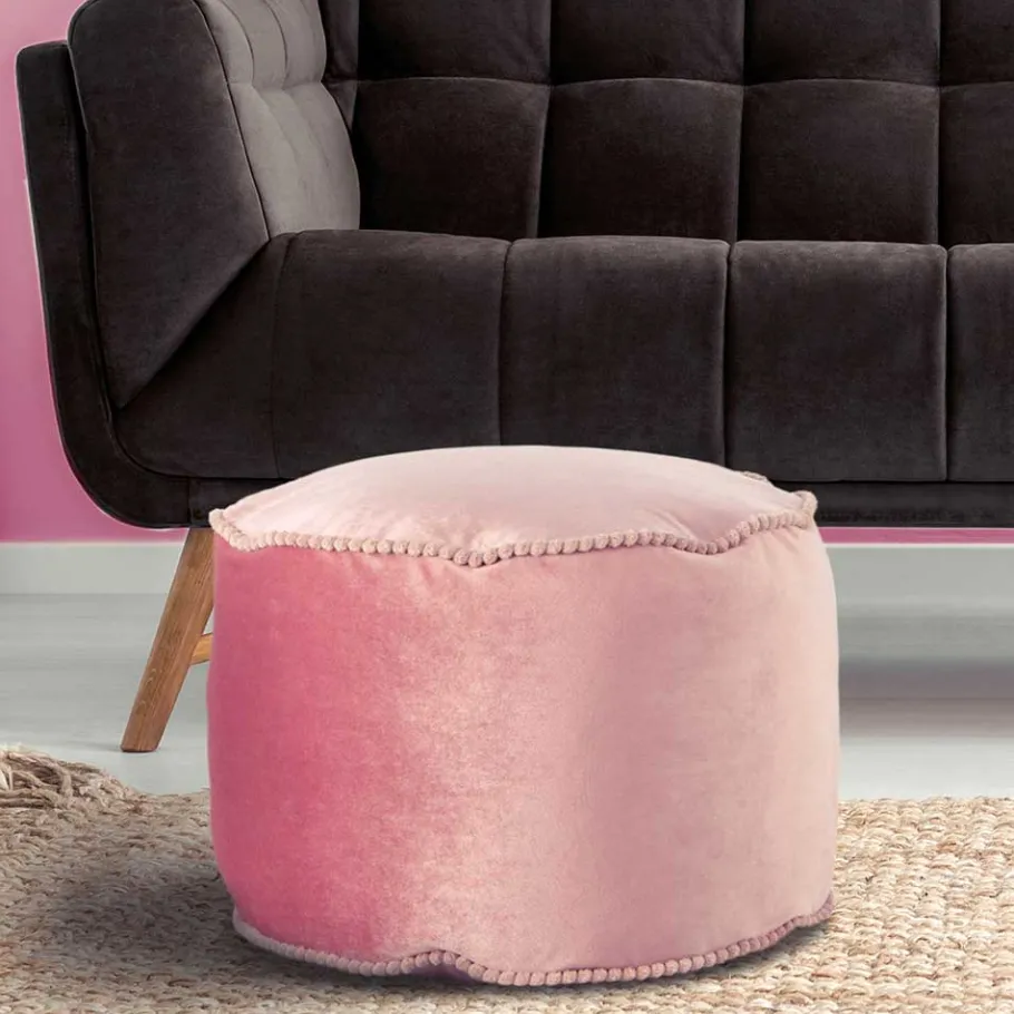Hot Wohnen 47x32x47 Samt Hocker Pouf in Rosa - Strada