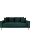 Outlet Wohnen 180x76x93 Samt Wohnzimmercouch in Dunkelgrün - Secilia