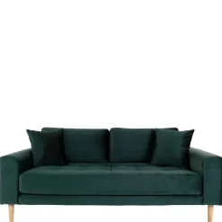 Outlet Wohnen 180x76x93 Samt Wohnzimmercouch in Dunkelgrün - Secilia